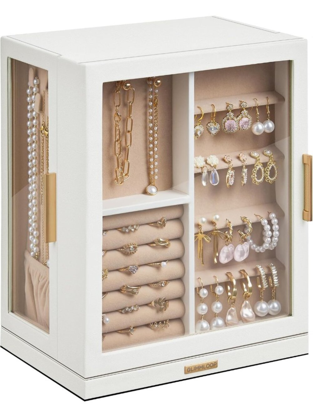 Spacious 360° Rotating Jewelry Box with 5 Drawers, Dustproof